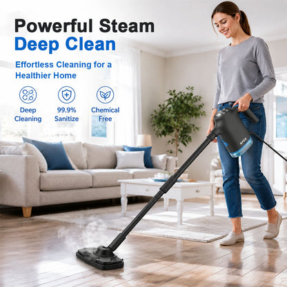 SPZK 2 In 1 Upright Steam Mop Handheld Steam Cleaning Machine, White/Gray Optional High Temperature Sterilizing Steamer with Extension Poles & Microfiber Pads, Multi-Attachment Steam Cleaner for Home Car RV Spring Clean Festive House Preparation