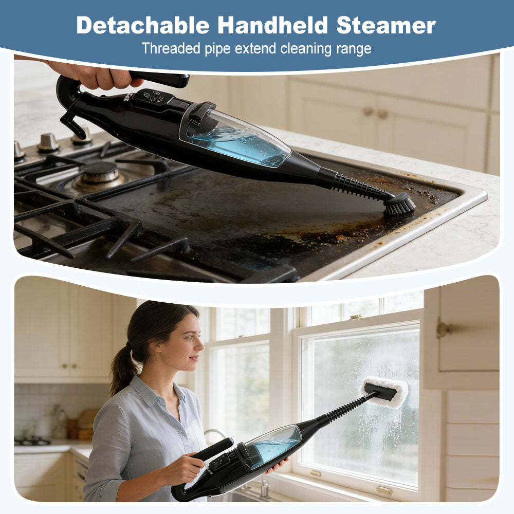 SPZTJK 2026 Steam Mop with Rotating Spin Pads & Steam Blaster Technology - 10-in-1 Heavy-Duty Scrubbing Mop, 3 Steam Modes, LED Headlights, Washable Pads