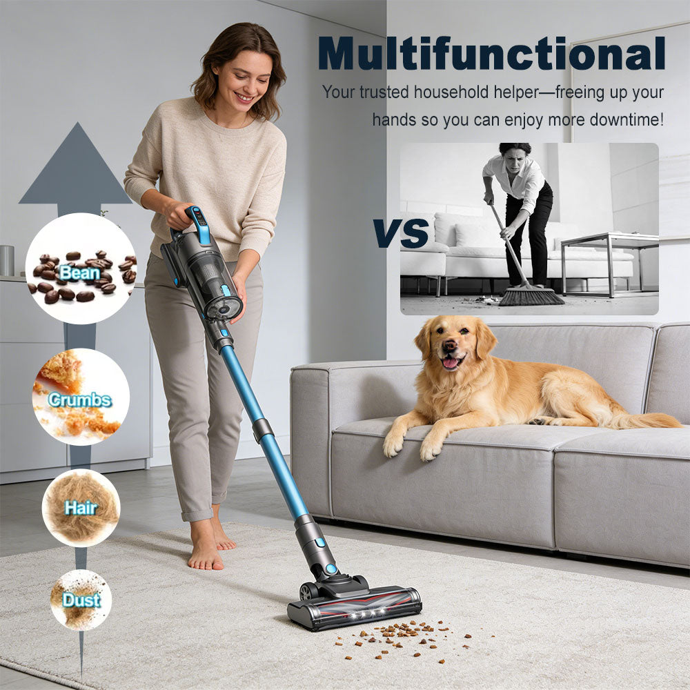 SPZTJK Cordless Vacuum Cleaner, 20Kpa Powerful Stick Vacuum with 45min Runtime, Anti-Tangle Vacuum Cleaners for Home, 50.72oz Dust Cup, Rechargeable Wireless Vacuum for Hardwood Floor Carpet Pet Hair
