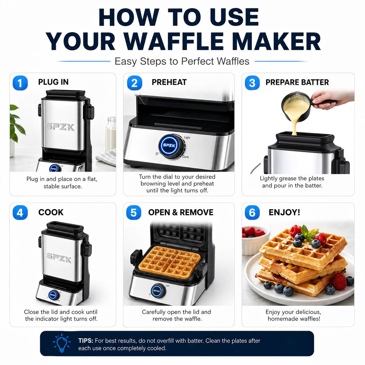 SPZK Vertical Waffle Maker | SLS8008-12 · 1200W