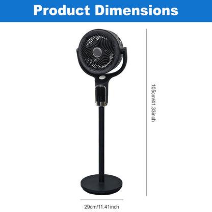 SPZK Black 360° Oscillating Standing Air Circulator Fan, Height Adjustable Pedestal Turbo Fan with Remote Control & LED Digital Display, 8 Speed Quiet Whole Room Air Circulation Fan for Bedroom Living Room Summer Home Cooling, Built-in Timer & Night Light