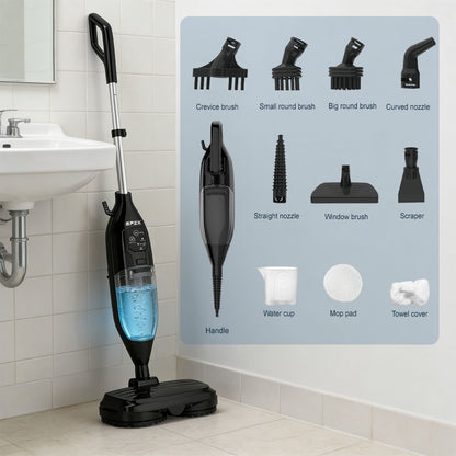 SPZTJK 2026 Steam Mop with Rotating Spin Pads & Steam Blaster Technology - 10-in-1 Heavy-Duty Scrubbing Mop, 3 Steam Modes, LED Headlights, Washable Pads