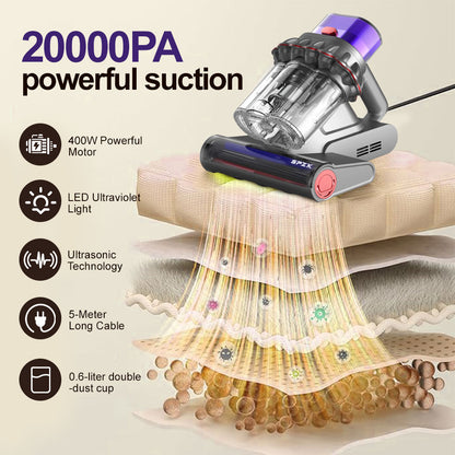 SPZTJK Upgraded Version Mattress Vacuum Cleaner, Mattress Cleaner Machine Deep Cleaner, 20Kpa Bed Vacuum Cleaner with UVC And Hot Air And High Heating
