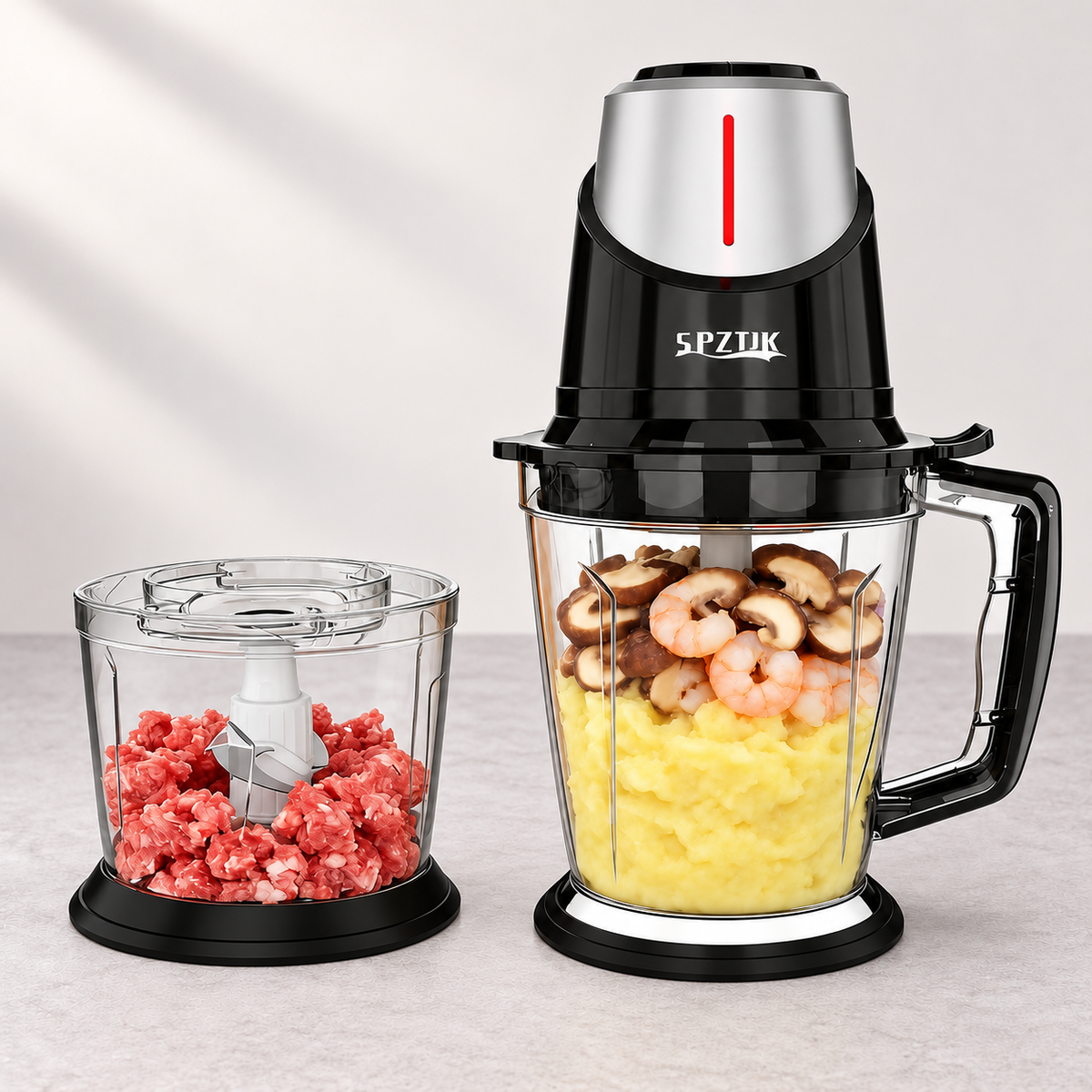 SPZK Dual Glass-Bowl Food Chopper – 1.2L & 2L
