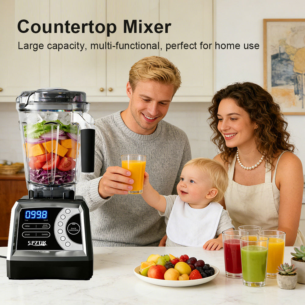SPZTJK 2-in-1 blender with six functions and ninespeed settings, featuring a 3.0-liter cup and 800-milliliter grinding cup.