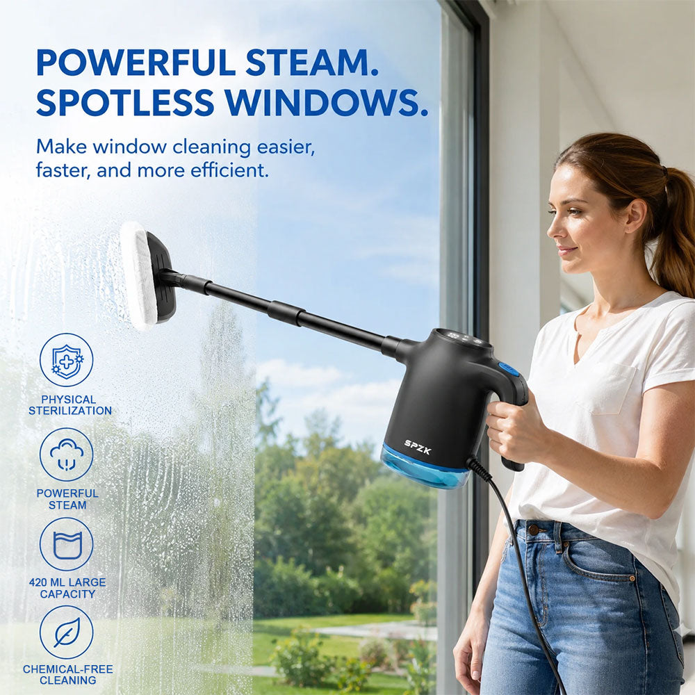 SPZK 2 In 1 Upright Steam Mop Handheld Steam Cleaning Machine, White/Gray Optional High Temperature Sterilizing Steamer with Extension Poles & Microfiber Pads, Multi-Attachment Steam Cleaner for Home Car RV Spring Clean Festive House Preparation