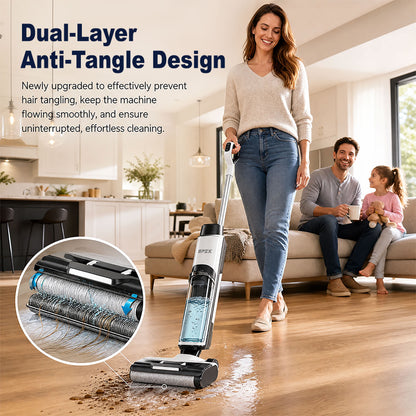 SPZK Cordless Wet Dry Vacuum Cleaner All-in-One Floor Washer, White Black Self-Cleaning Smart Floor Mop with Full Accessory Kit, Rechargeable Suction Mop for Hardwood Tile Pet Hair Home Spring Deep Cleaning Holiday Housework