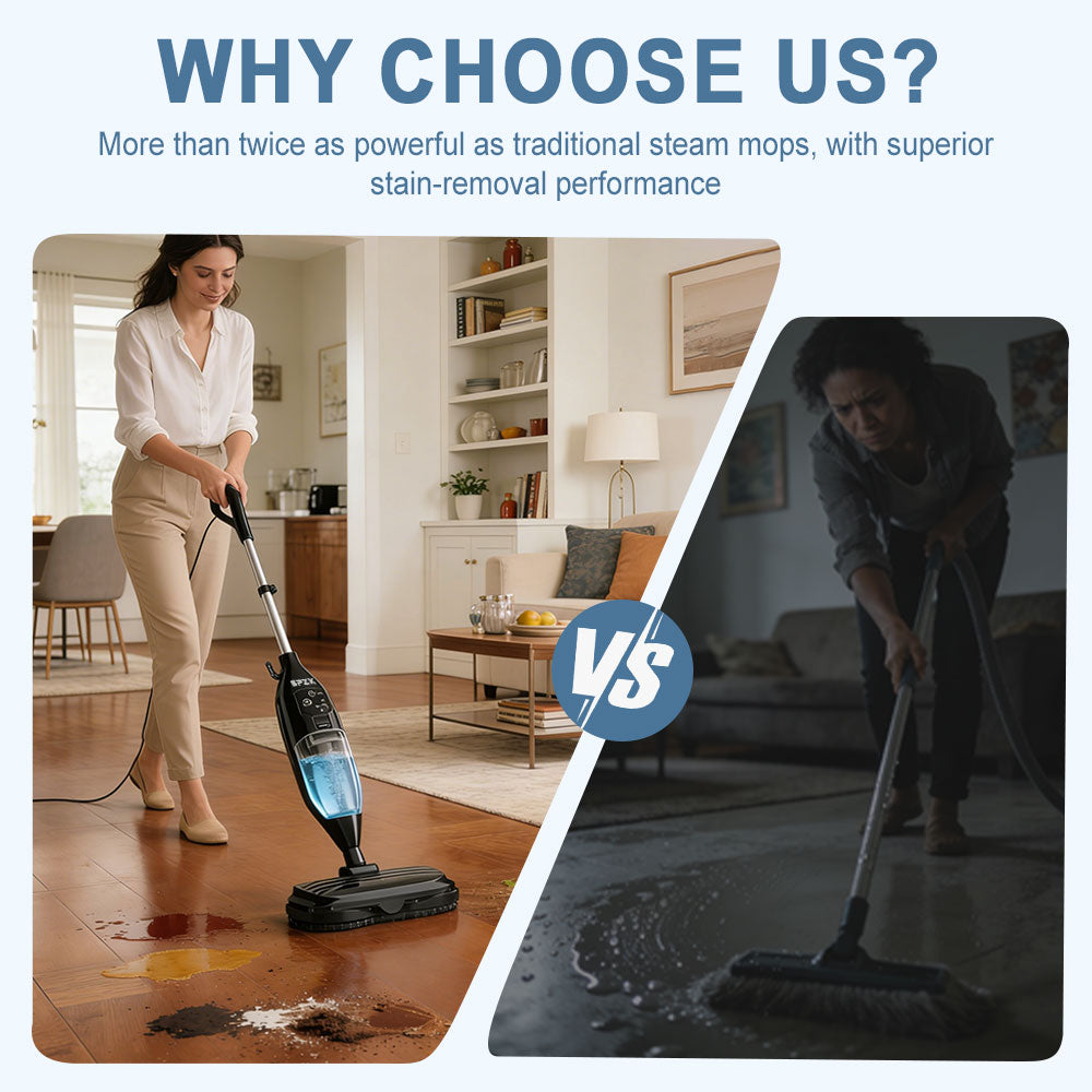 SPZTJK 2026 Steam Mop with Rotating Spin Pads & Steam Blaster Technology - 10-in-1 Heavy-Duty Scrubbing Mop, 3 Steam Modes, LED Headlights, Washable Pads