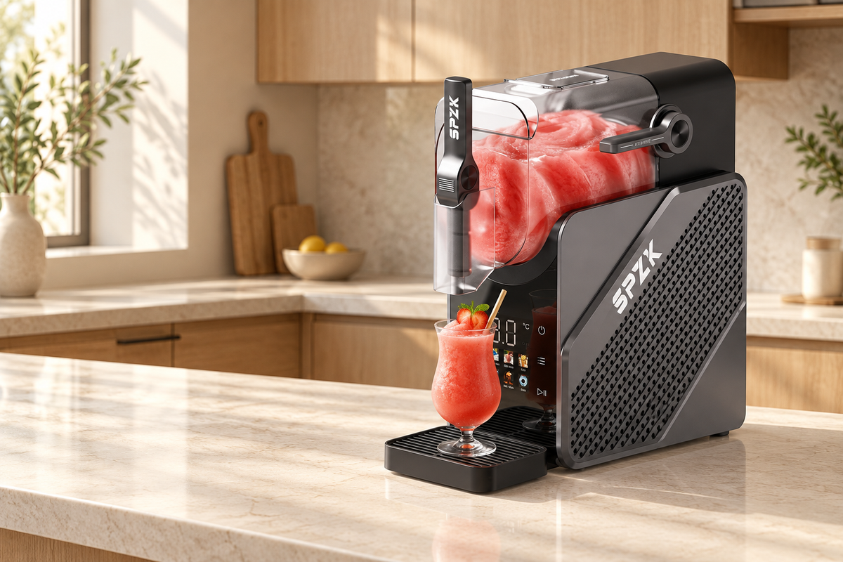 SPZK N2J1 frozen drink maker on a warm kitchen countertop